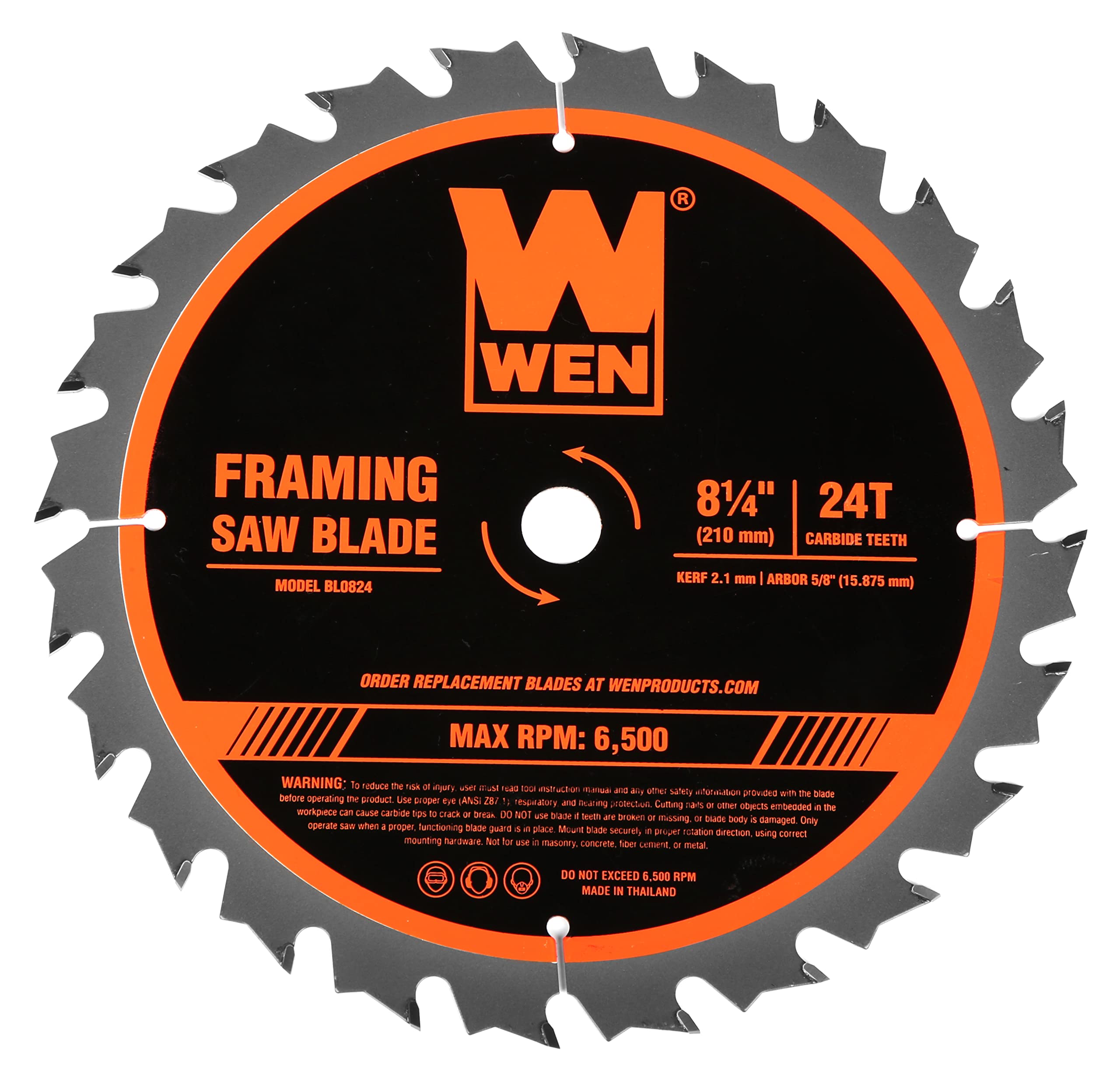 WENBL0824 8.25-Inch 24-Tooth Carbide-Tipped Circular Saw Blade for Framing