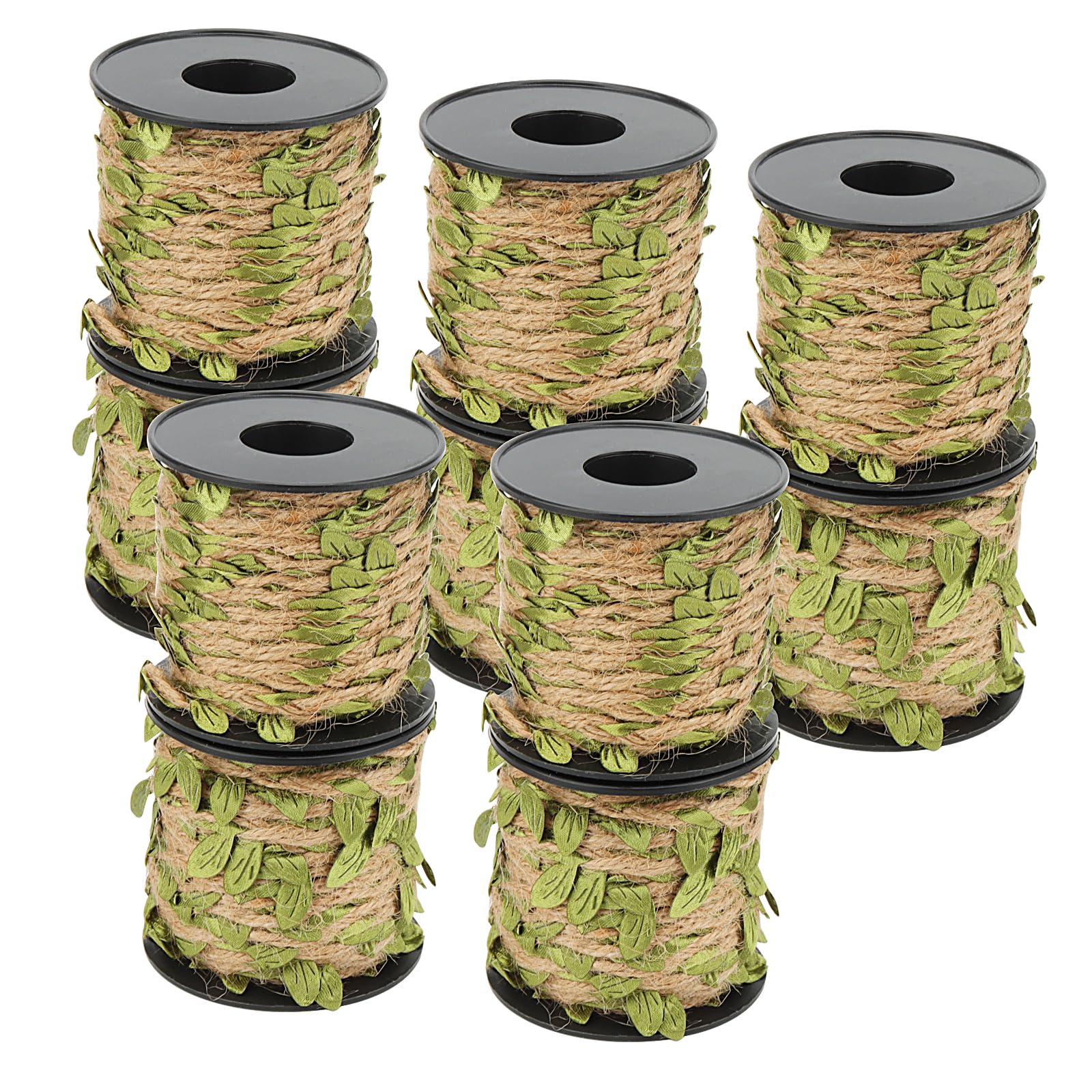 SHEUTSAN 10 Rollen Juteband, 10 m, natürliche Jute-Schnur mit grünen Blättern, künstliches Blattband, Reben-Seil für Hochzeit, Heimdekorationen
