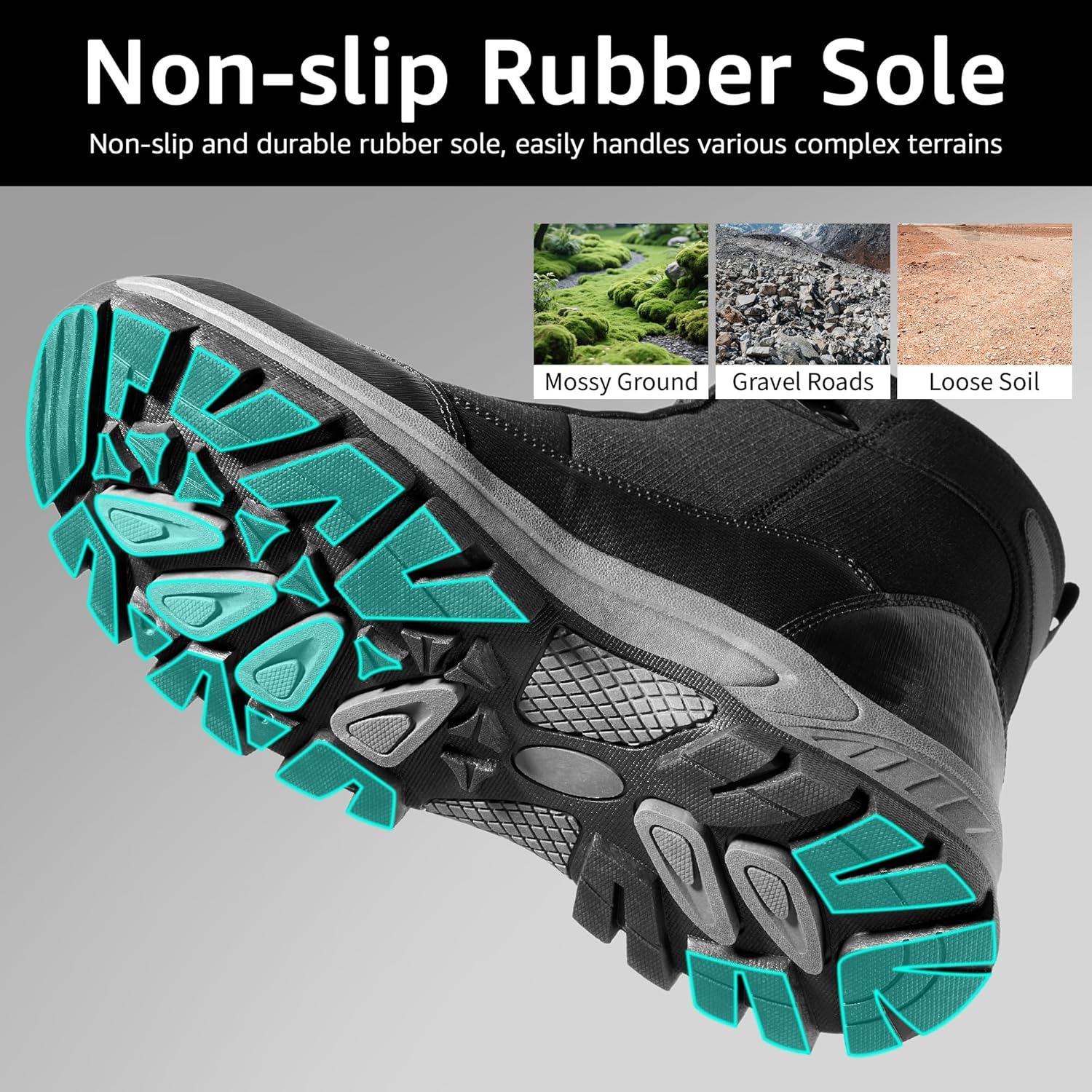 FUDYNMALC Mens Hiking Boots Waterproof: Lightweight Mid Ankle Work Boots Non-Slip Outdoor Shoes for Trekking Walking