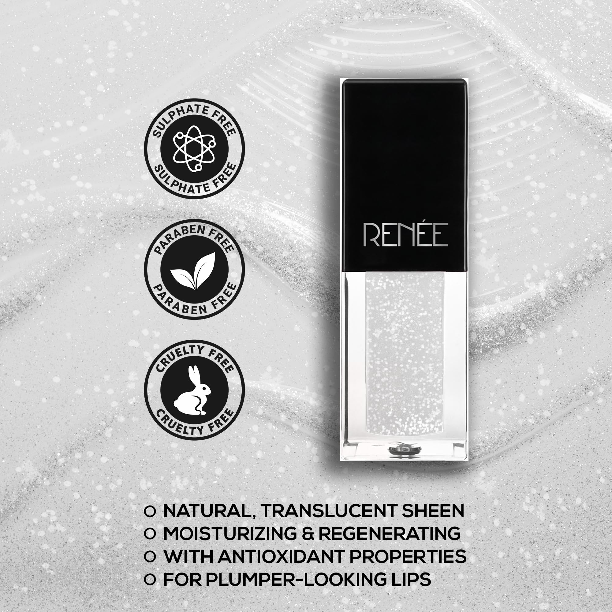 RENEE See Me Shine Lip Gloss - Star Of Frost l Long Lasting & Moisturizing Impact l Nourished Finish l Ultra Glossy Feel l Non-Sticky, Hydrating Formula l Infused with Jojoba Oil & Vitamin E l 2.5 ml 2