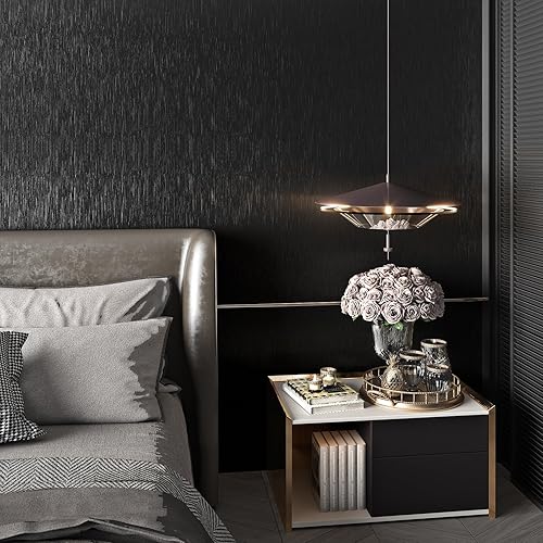 Miniatura 6 de Papel tapiz metálico de acero inoxidable negro para despegar y pegar para el refrigerador, 24 x 118 pulgadas, papel adhesivo negro metálico para