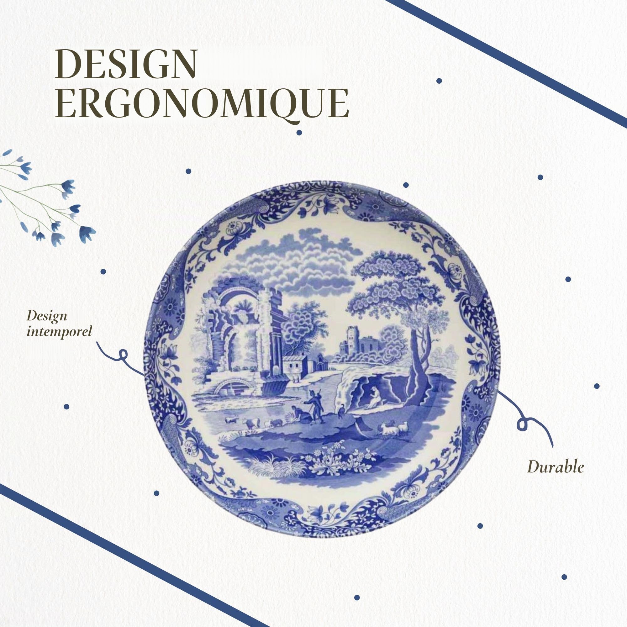Portmeirion Home & Gifts Spode Bol à pâtes italien en faïence Bleu 30 cm