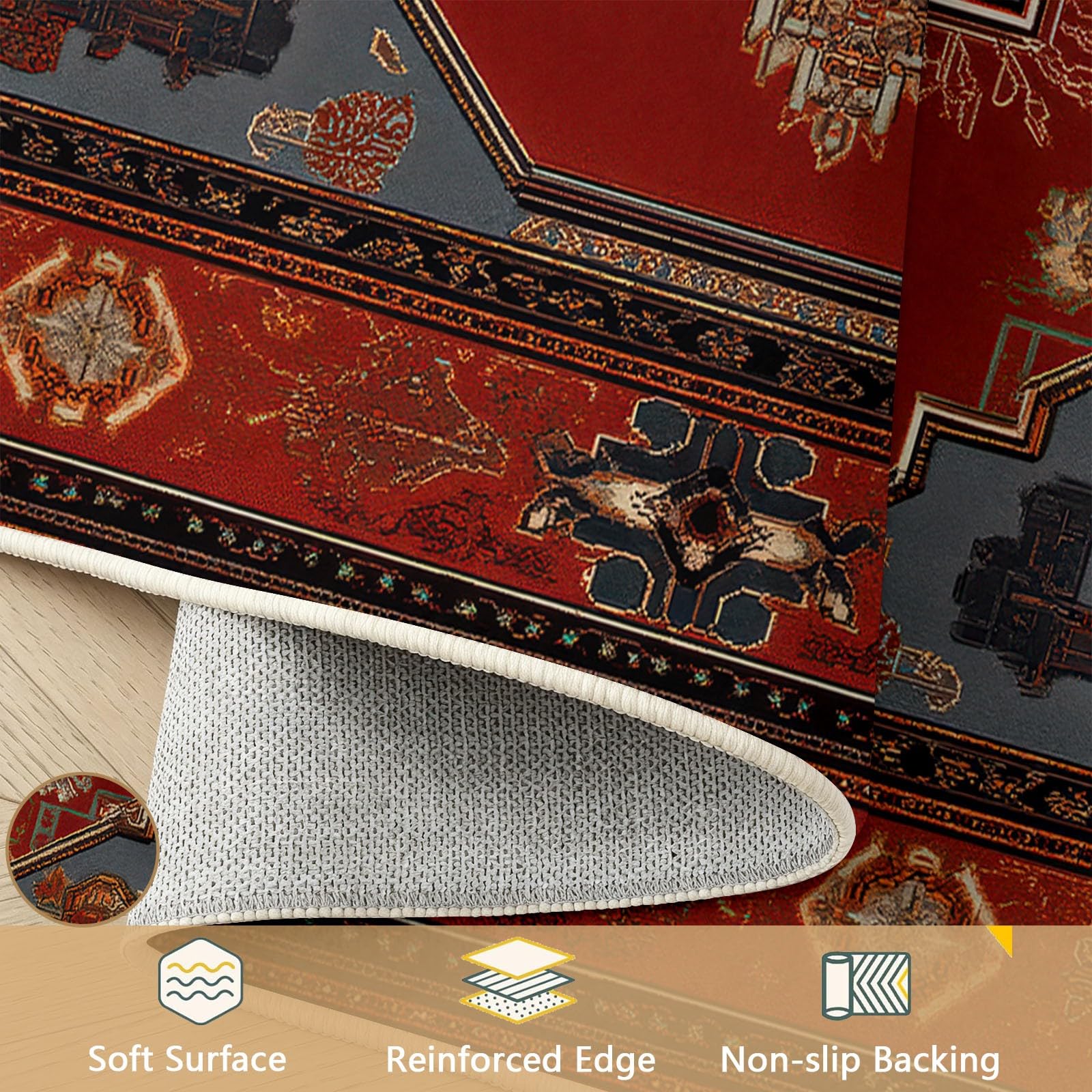 Générique Tapis Salon 160 x 230 cm Géométrique Tissé, Tapis Traditionnel, Lavable Antidérapant, Decoration Chambre Maison, Poil Ras, Doux, Bleu Canard