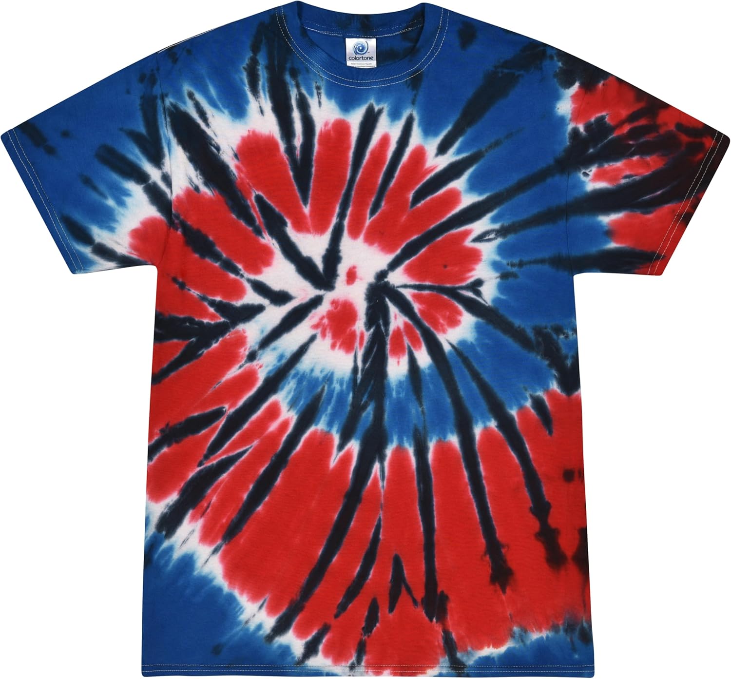 Colortone 100% Cotton Tie Dye T-Shirt for Women and Men, 2X-Large, Independence