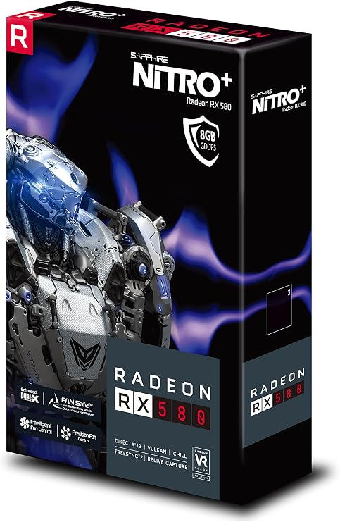 Sapphire 11265-01-20G Radeon Nitro+ Rx 580 8GB GDDR5 Dual HDMI/DVI-D/Dual DP with Backplate (UEFI) PCI-E Graphics Card