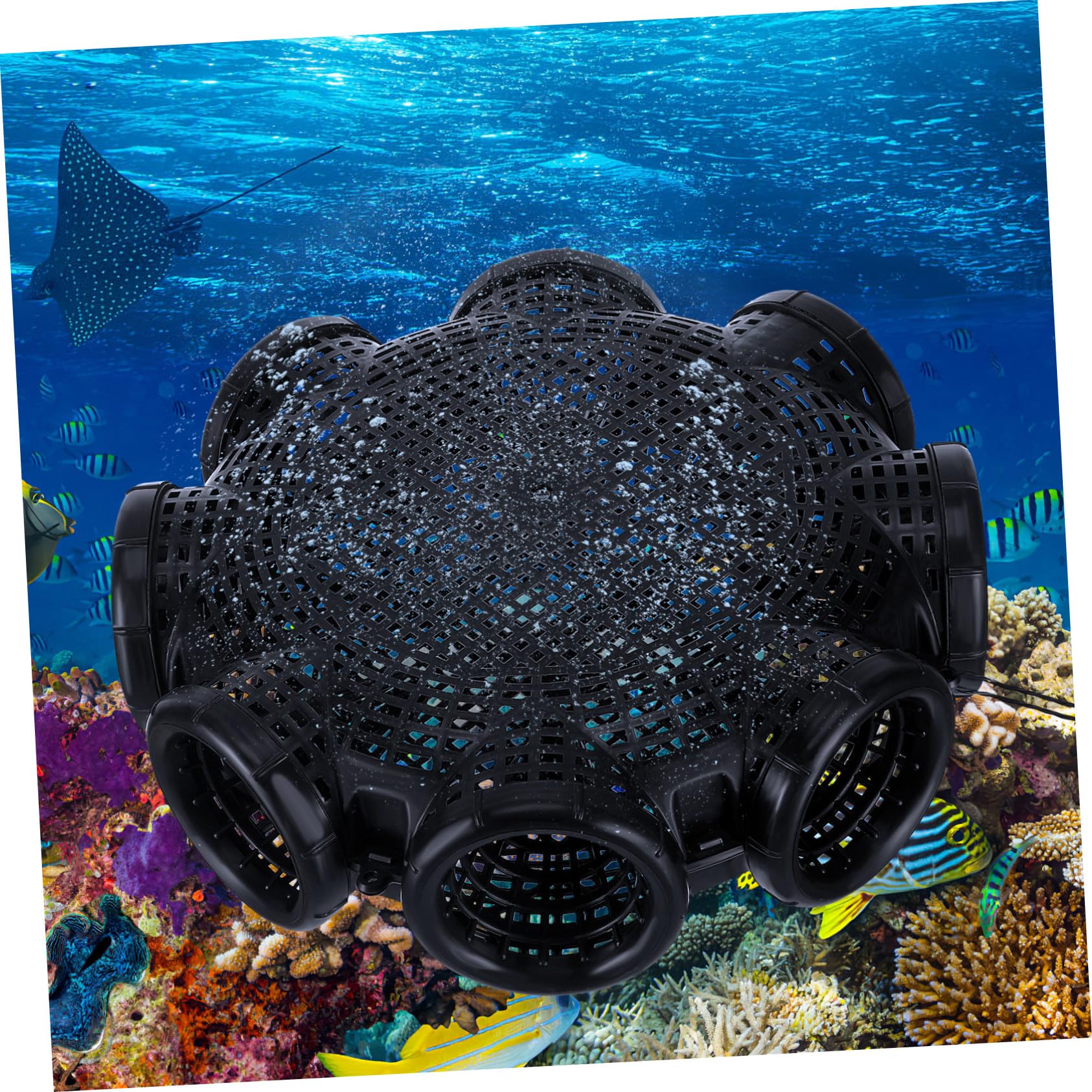 iplusmile Dispositivo Portátil para Captura de Anguilas y Camarones de Plástico Negro, de Gran Capacidad y Elaborado para Pesca al Aire Libre