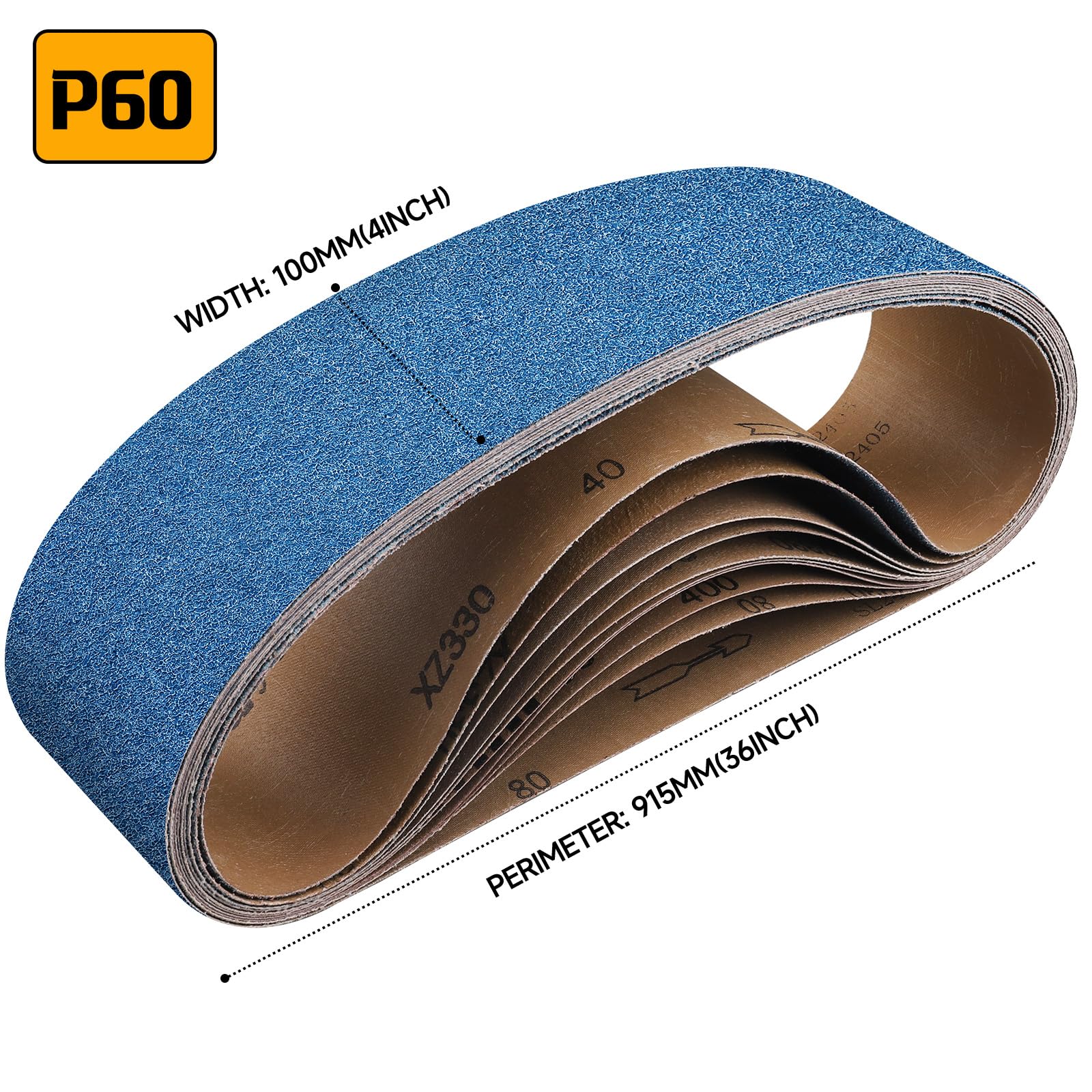 Shineboc Sanding Belt 100 x 915 mm, 8PCS Sander Belts 60 Grit for Polishing Metal Wood - Image 3