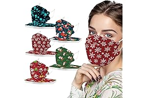50Pcs Holiday Disposable Face Masks for Adults, Christmas Xmas Pattern