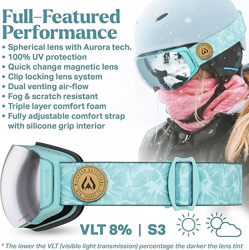 Miniatura 2 de Wildhorn Roca - Gafas de esquí para hombres y mujeres, antivaho y arañazos, 100% magnéticas, lentes de nieve para hombres, mujeres y adultos