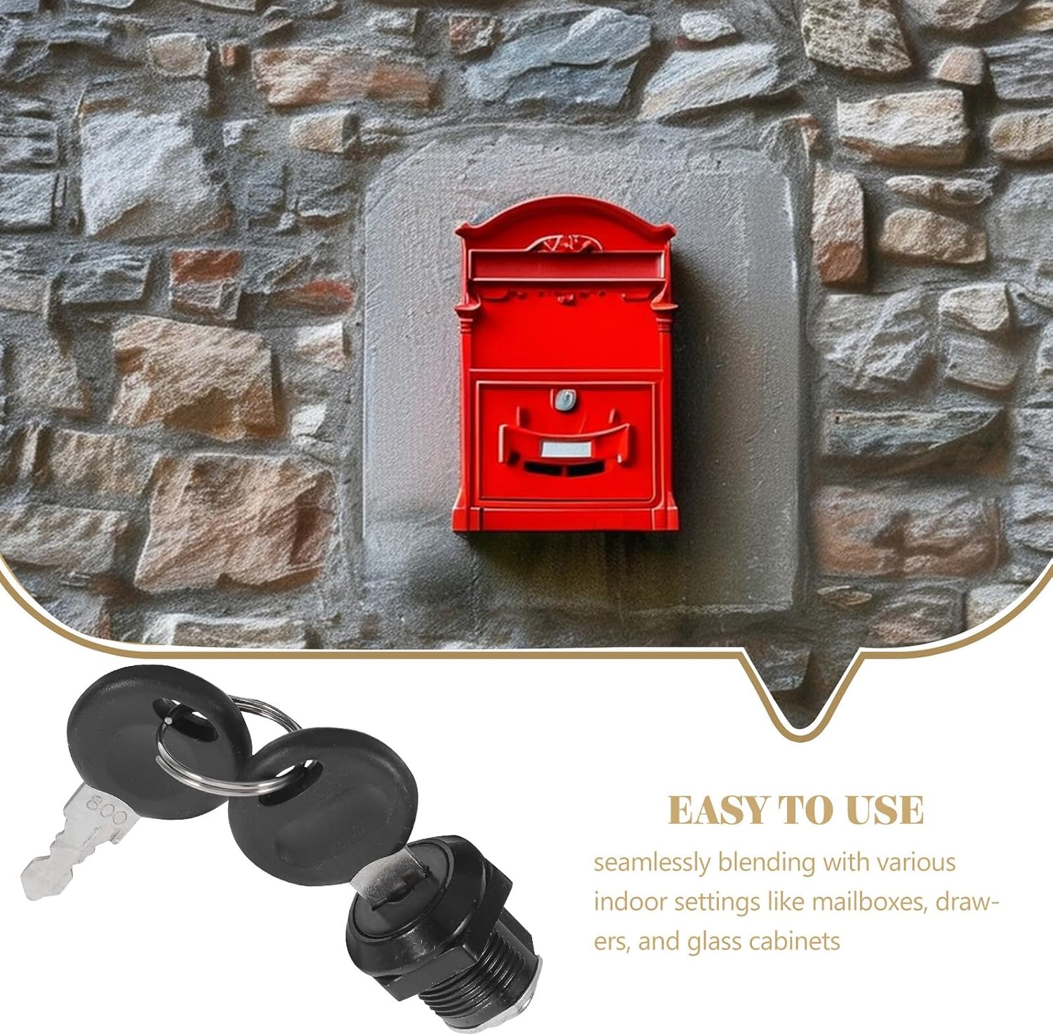 Uonlytech Black Cabinet Cam Lock Set with Thumb Lock and Offset Cam for Mailbox, Rv Storage Door, Drawer, File Cabinet Replacement Parts
