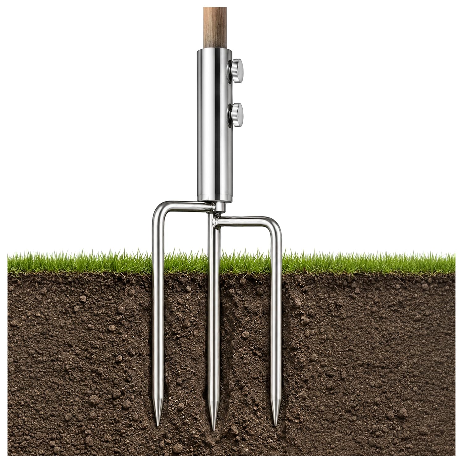 com-four® Stainless Steel Parasol Holder, Ground Anchor with Spike