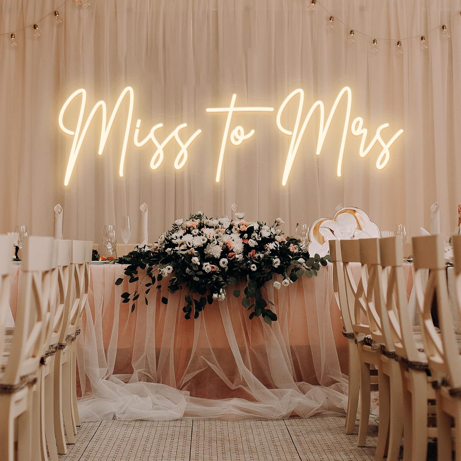 Miss to Mrs Neon Signs for Wall Decor Weddings Valentines Day Engagement Banquet Party Decoration Personalized Neon Sign for Bedroom Home with Dimmer Custom Color Neon Light Signs Wedding Gifts…