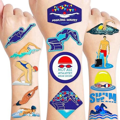 Miniatura 1 de 91 calcomanías de tatuajes temporales para equipo de natación para hacer olas, decoraciones de fiesta de cumpleaños, suministros de decoración de