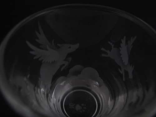 Miniatura 3 de Vaso de chupito grabado a mano con chorro de arena (tallado en arena) hecho a mano con cerdos grabados en Estados Unidos volando sobre las nubes (1,