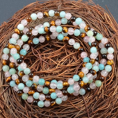 Vista 638 de MASSIVE BEADS Pulsera elástica de yoga hecha a mano con piedra natural, cristal curativo, energía, regalos para adultos unisex de 0.157 in, 0.236
