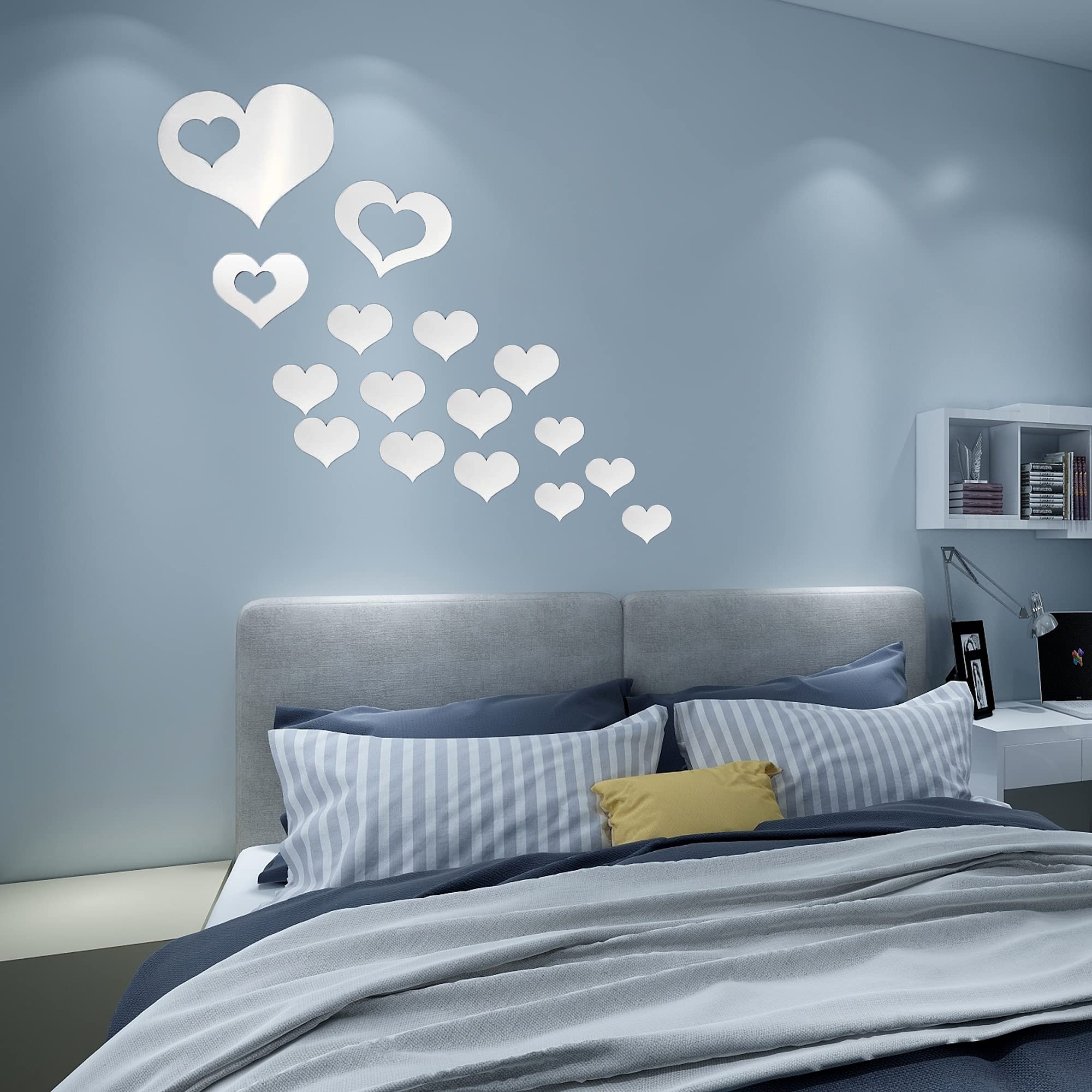 Shappy 33 stuks verwijderbare acryl hart spiegel muursticker liefde hart spiegel tegels sticker voor thuis slaapkamer woonkamer badkamer keuken bruiloft decor