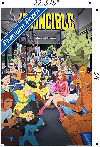 Miniatura 3 de Trends International Invincible: Season 2 - Póster de pared de una hoja de autobús, 34 pulgadas de largo x 22.4 pulgadas, paquete de póster y