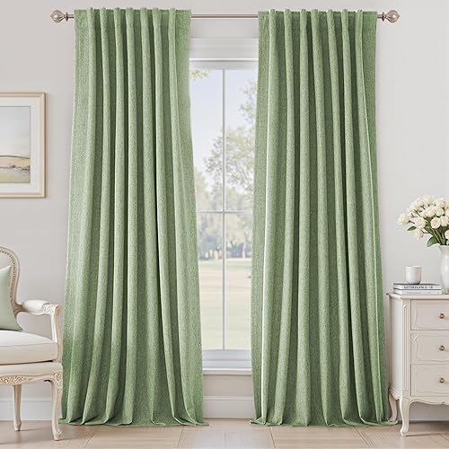 Miniatura 27 de UHITECH Cortinas Opacas de Lino Natural para Sala de Estar/Dormitorio Ventana Pequeña 54 Pulgadas de Largo Juego de 2 Paneles Cortina Opaca Pestaña