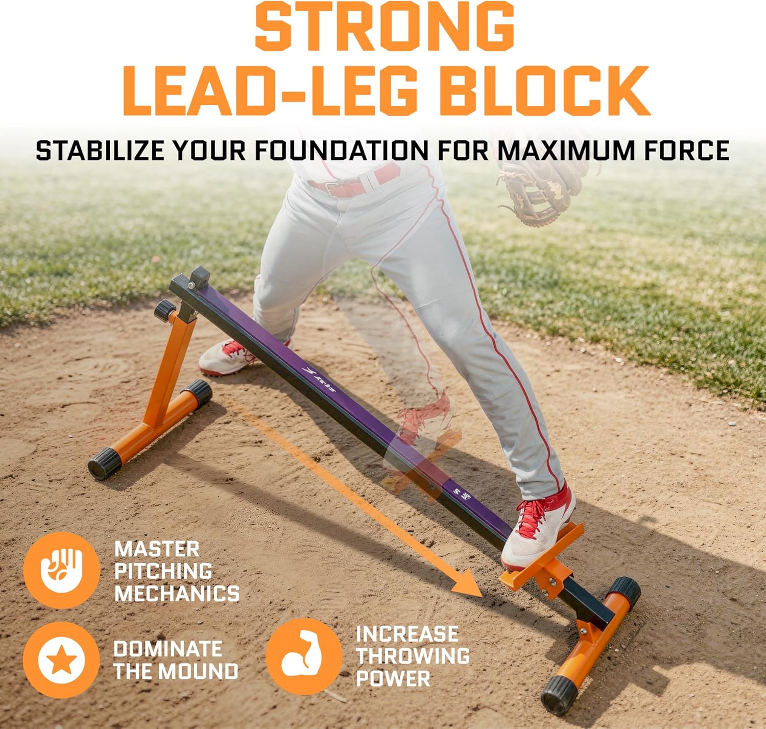 ACELETIQS Baseball Pitching Lead Leg Trainer – Adjustable Stride & Resistance Trainer for Pitchers – Improve Power, Balance & Mechanics – Heavy-Duty Steel Pitching Training Aid - Image 4
