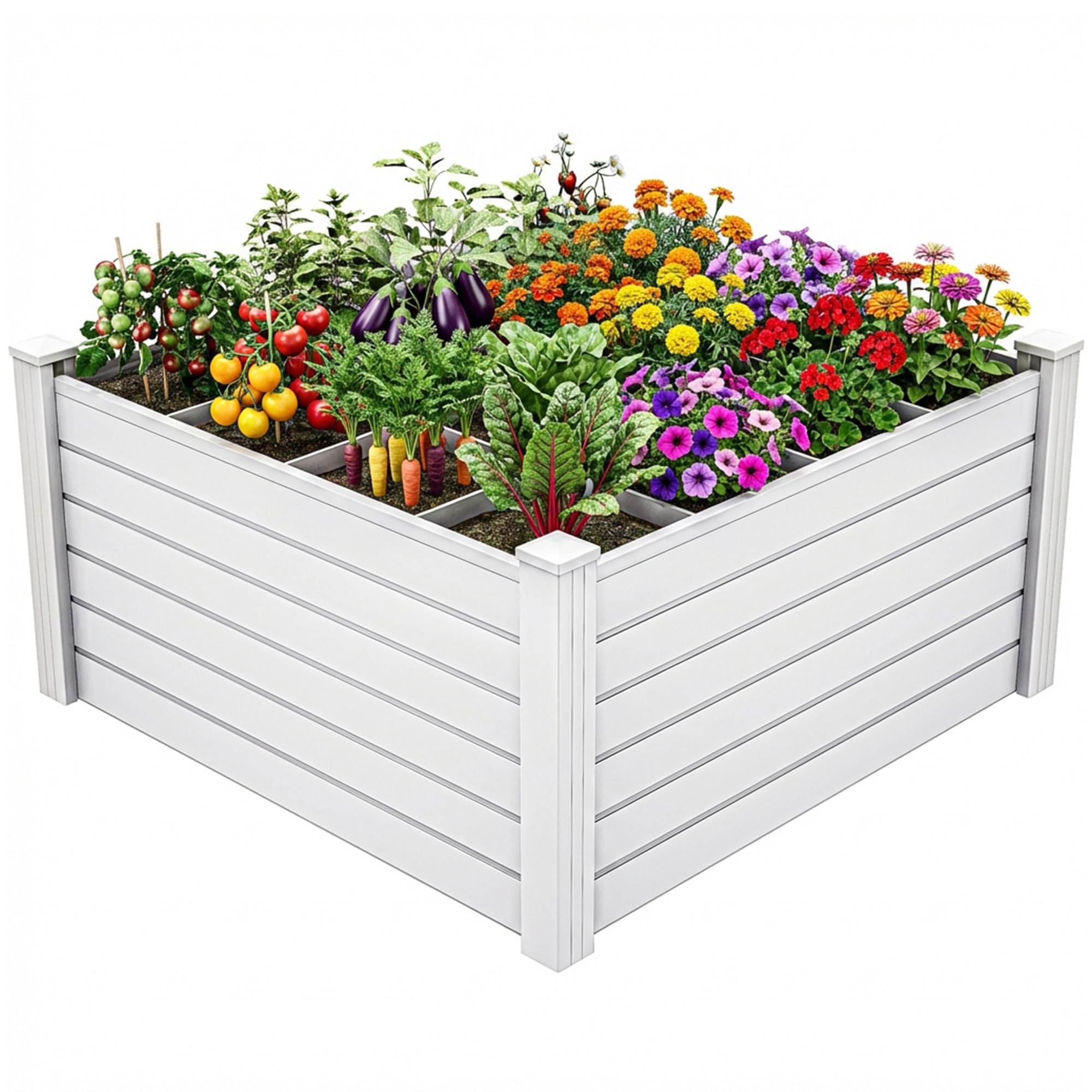 YITAHOME 48x48x24 Plastic Raised Garden Bed White