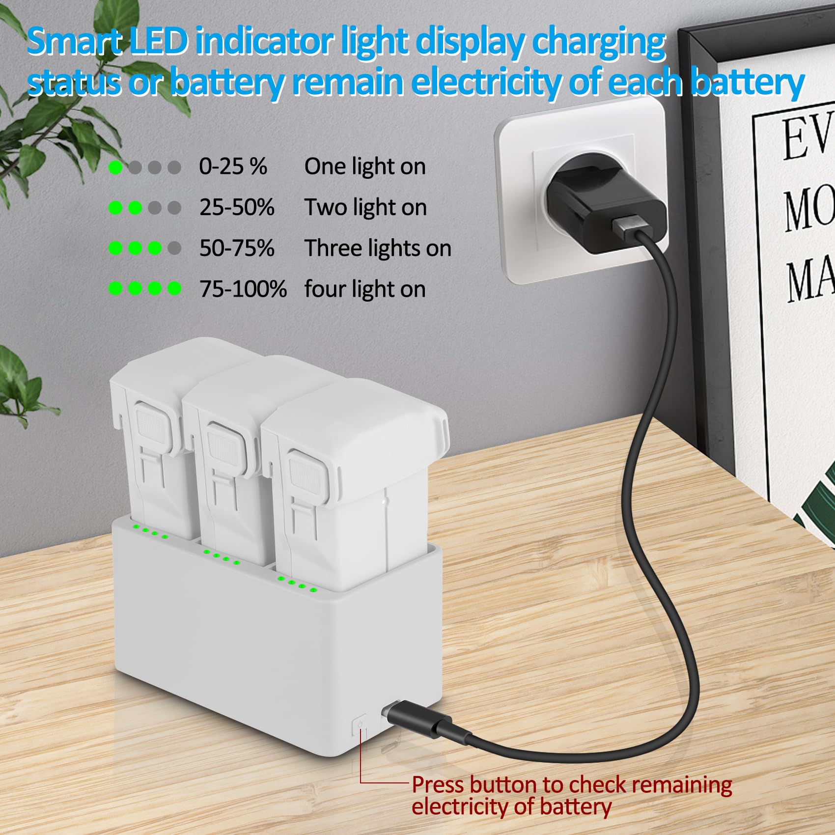 COOLSHOW Mini 4 Pro/Mini3 Serie Intelligente Flugbatterie 2 Stück 3850mAh Bietet 47 Minuten maximale Flugzeit und Multifunktionale Zwei-Wege-Dreifach-Ladestation Kompatibel mit DJI Mini 4/3/3 Pro Plus
