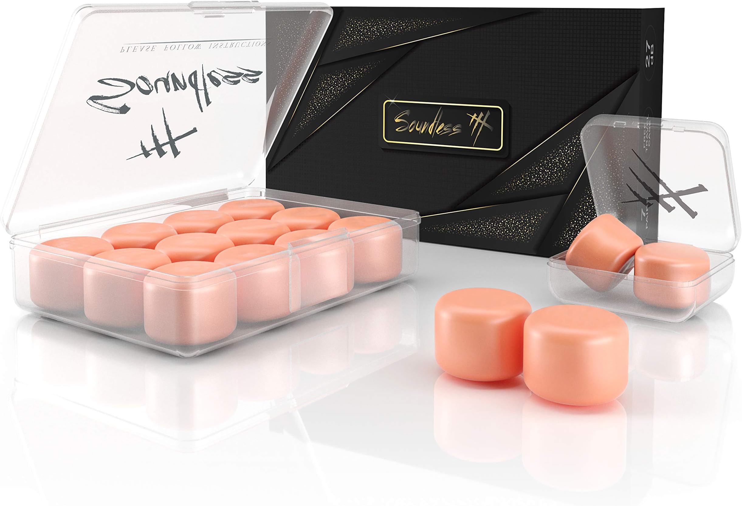 Silicone Ear Plugs for Sleeping - 7 Pairs and Travel Case - 27dB Noise-Cancelling - Beige