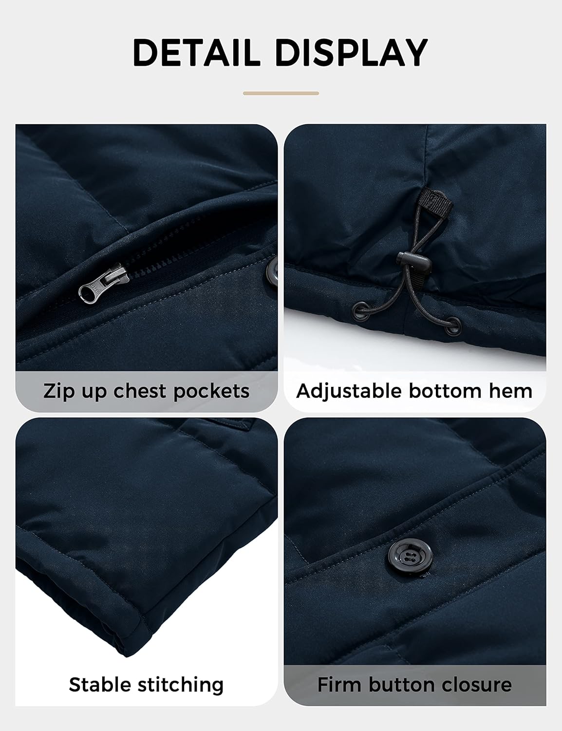 Soularge Men's Big and Tall Thicken Padded Winter Parka Coat with Removable Hood - Image 6