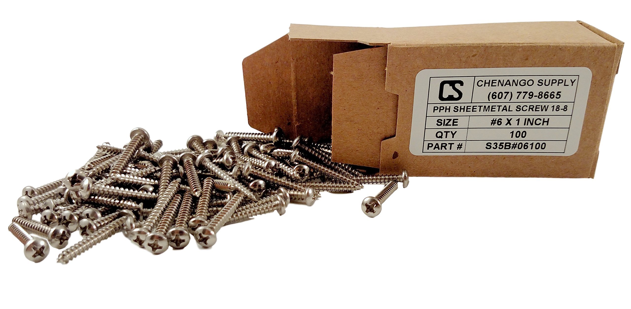 Prime-Line 9019225 Sheet Metal Screws – 100-Pack, #6 X 1/2", Pan Head Phillips, 18-8 Stainless Steel, Self-Tapping