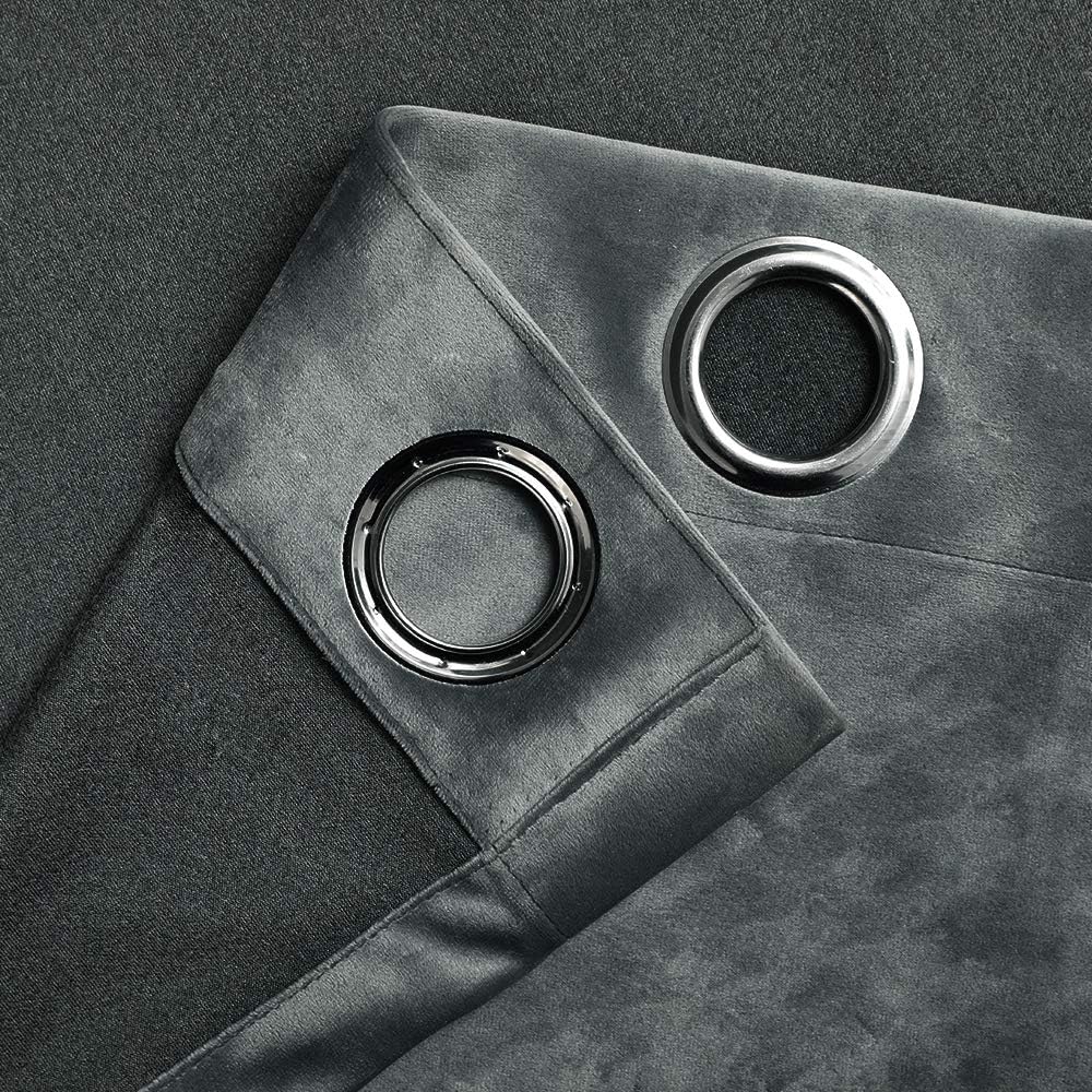 MIULEE Velvet Curtains Grey Elegant Grommet Curtains Thermal Insulated Soundproof Room Darkening Curtains/Drapes for Classical Living Room Bedroom Decor 55 x 63 Inch Set of 2 - Image 4