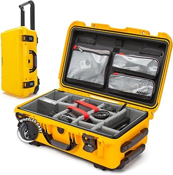 NANUK 935 Pro Photo Kit Waterproof Travel Camera Hard Case with Padded Dividers and Wheels, 22 x 14 x 9 - Dustproof and Impact Resistant, Airline Carry-On Approved Yellow