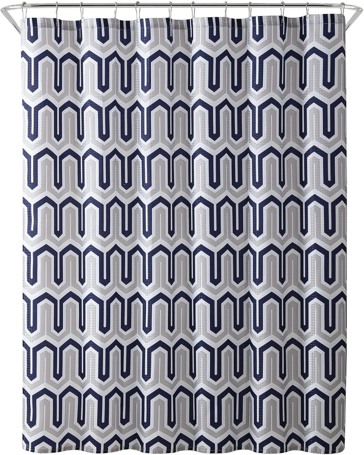 SEDLAV London Navy Geometric Pattern Polyester Shower Curtain, 70 x 72 Inches, Modern Bathroom Decor with Stylish Design (Large)