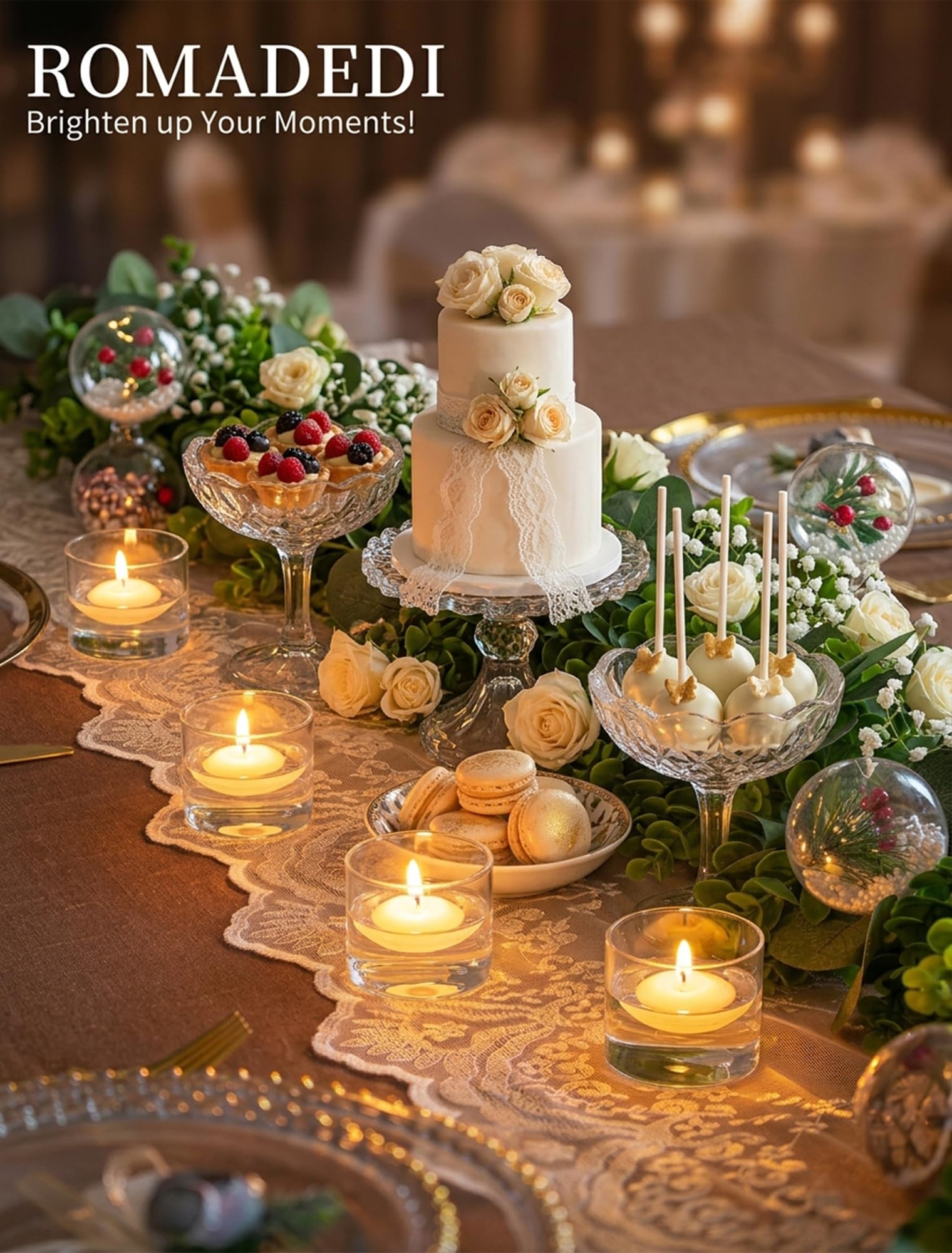 Romadedi Portavelas Cristal para Velas de te - Porta velas pequeñas Juego de 24 Candelabros Decoracion Navidad de Mesa Boda 4,6 x 4 cm