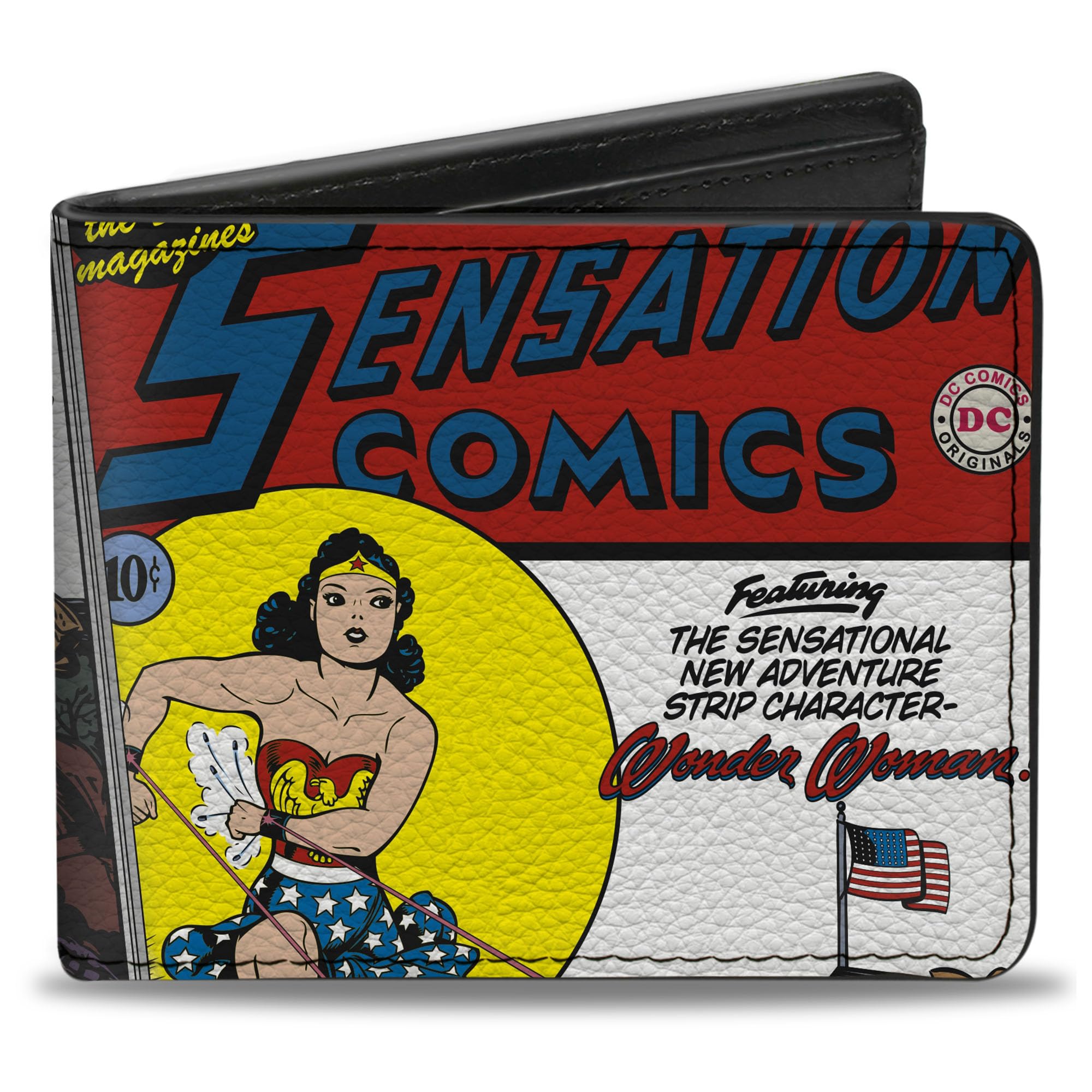 Bifold Wallet Wonder Woman, Multicolor, 4.0" x 3.5", Multicolor, 4.0" x 3.5", Buckle-down Pu Bifold Wallet - Classic Wonder Woman Sensation Comics #1 Cover Pose