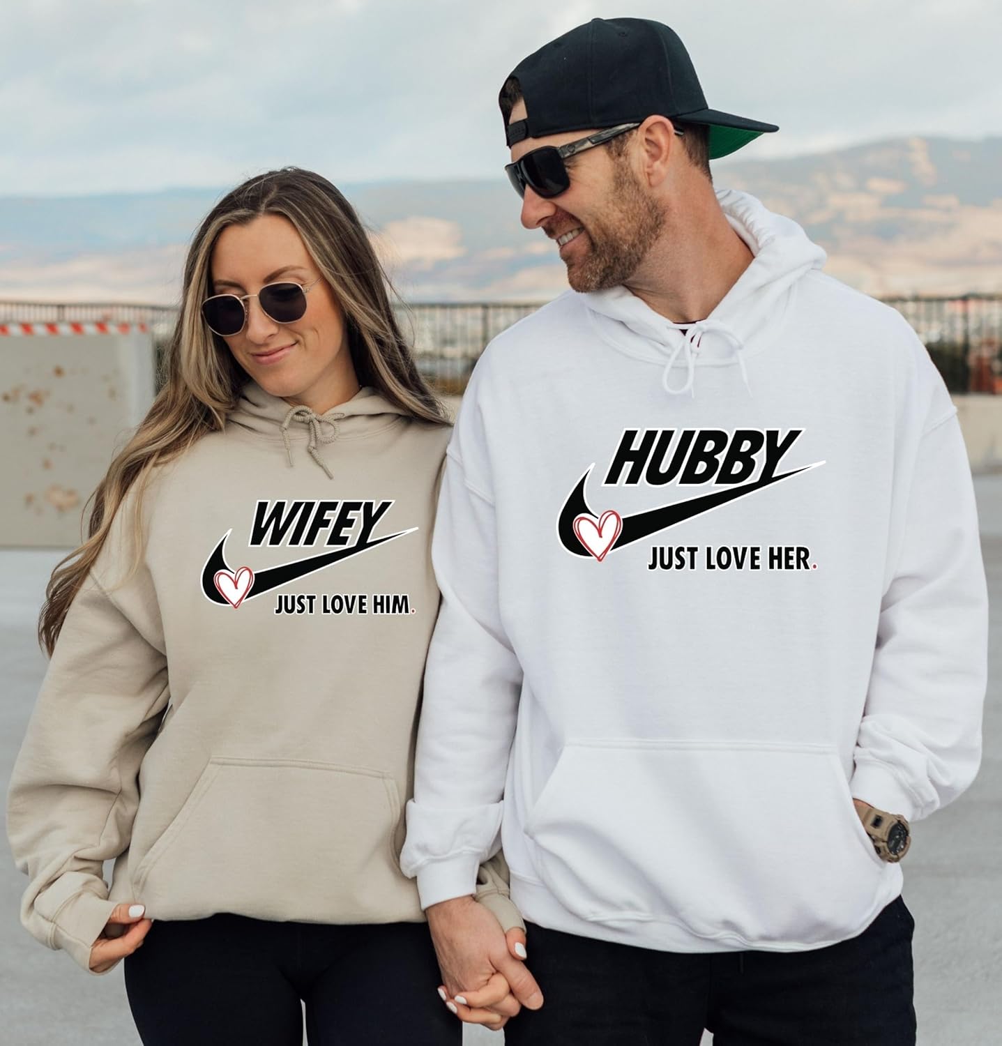 coreus Hubby Wifey Hoodie and Sweatshirt Matching Hoodies for Couples for Husband and Wife Matching Outfits Valentines Day Gift Multi - Image 4