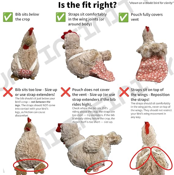 Chicken Diapers for Indoor Chickens, Duck Diapers for Pet Ducks, Ducklings, Pigeons, Goslings - Reusable, Adjustable Diaperalls by Uni Infinity (Black Floral, Chicken Large, 1, Count)