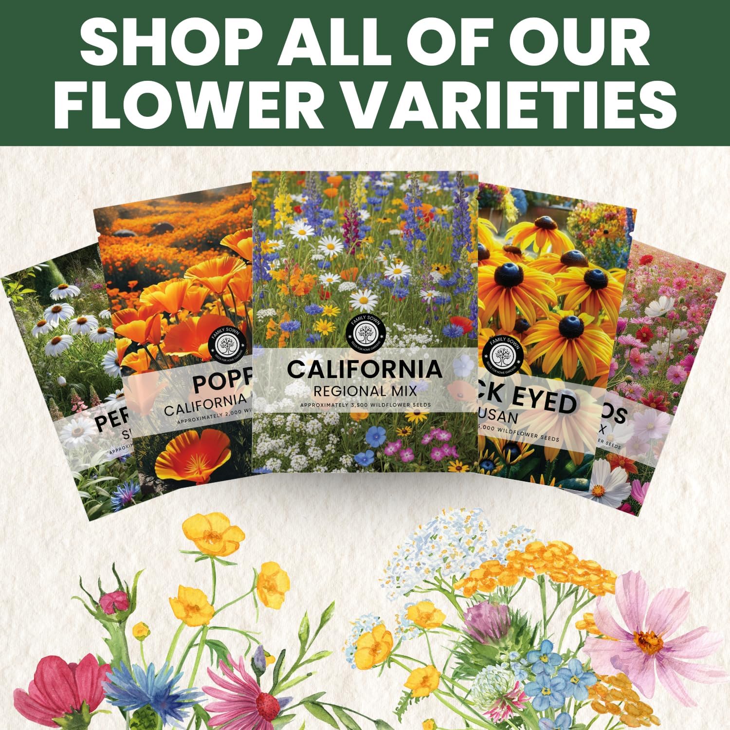 California Regional Mix – 79,000 Seeds for Planting – 2026 Season – 4 Ounce Pouch