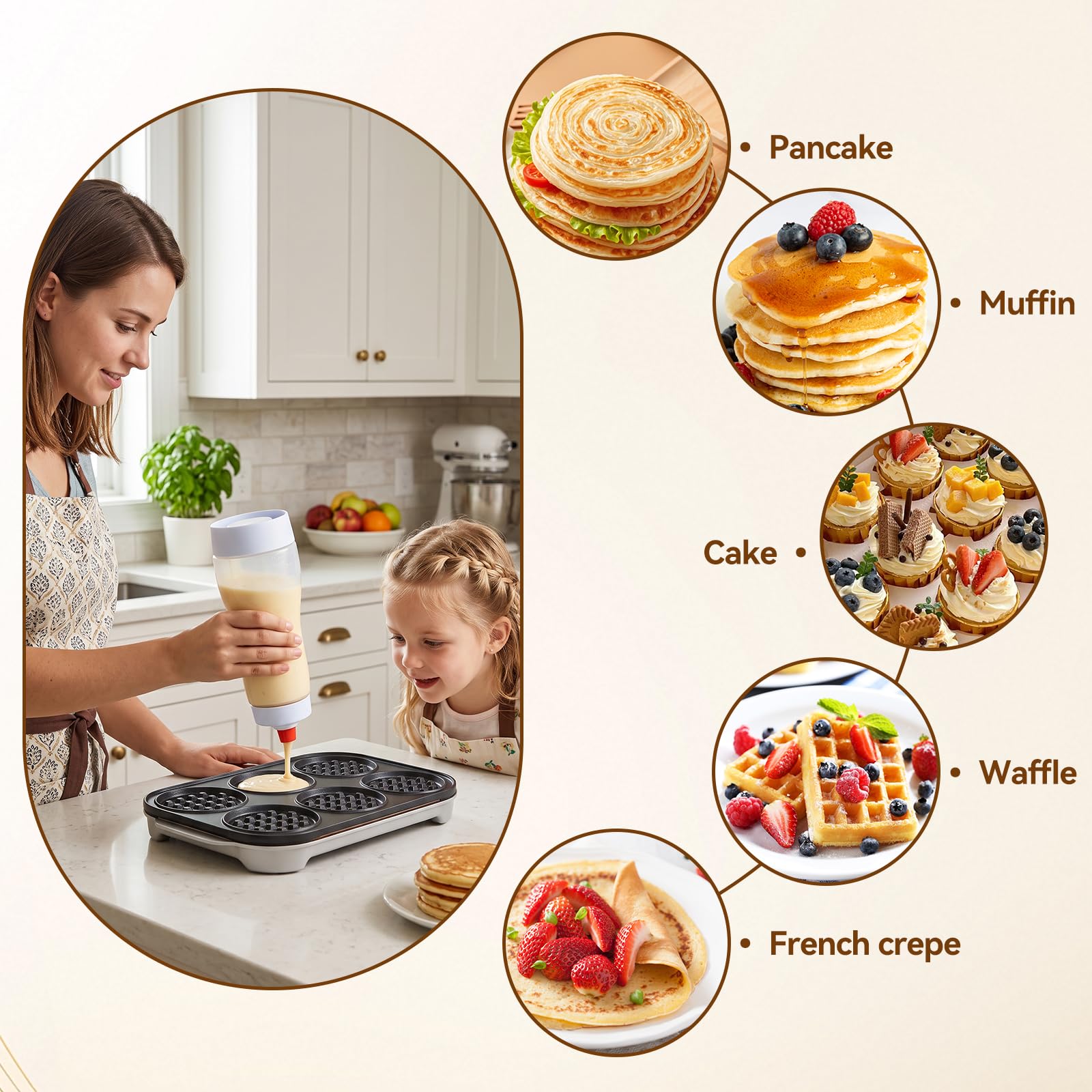 OTraki 2 bottiglie dispenser per pastella per pancake con whiskball e