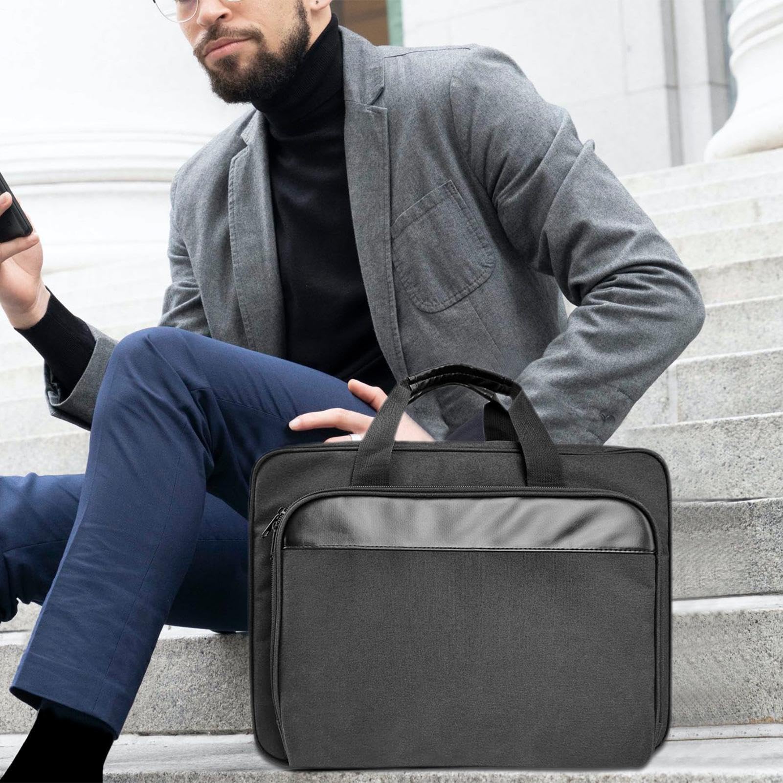 Damen Aktentasche Laptoptasche | Große Kapazität Laptop | Aufbewahrungstasche - Mobile Drucker Trageschicht Schulter & Trolley Gurt Druckerkoffer Gepolstert für Arbeit Reisen Business