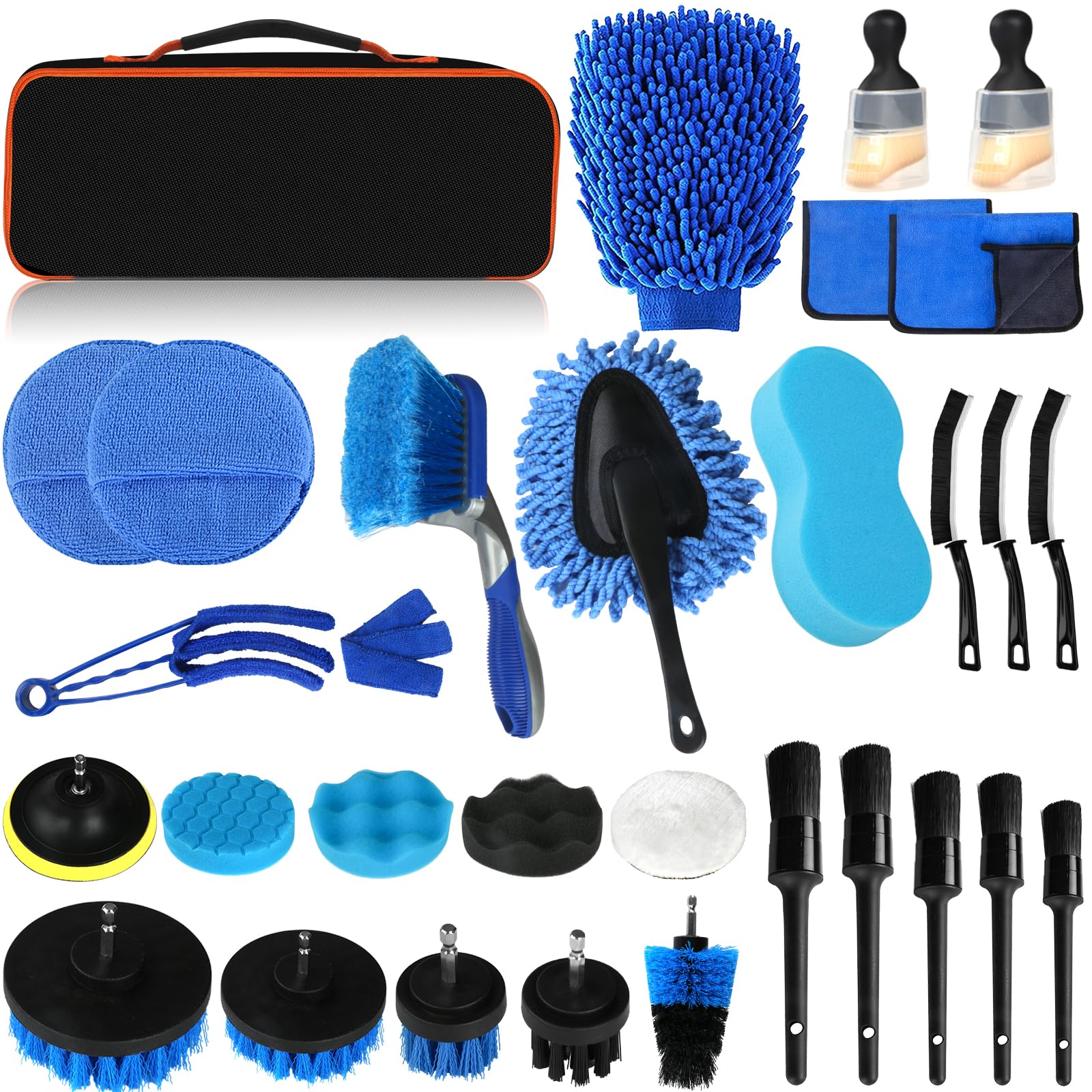 Auto Reinigungsset, 31 Stück Autopflege Set, Auto Detailing Pinsel Auto Waschanlage Set, Staubentfernungsbürste für Auto Innen und Außen, Lüftungsschlitz, Armaturenbrett, Motor, Räder,