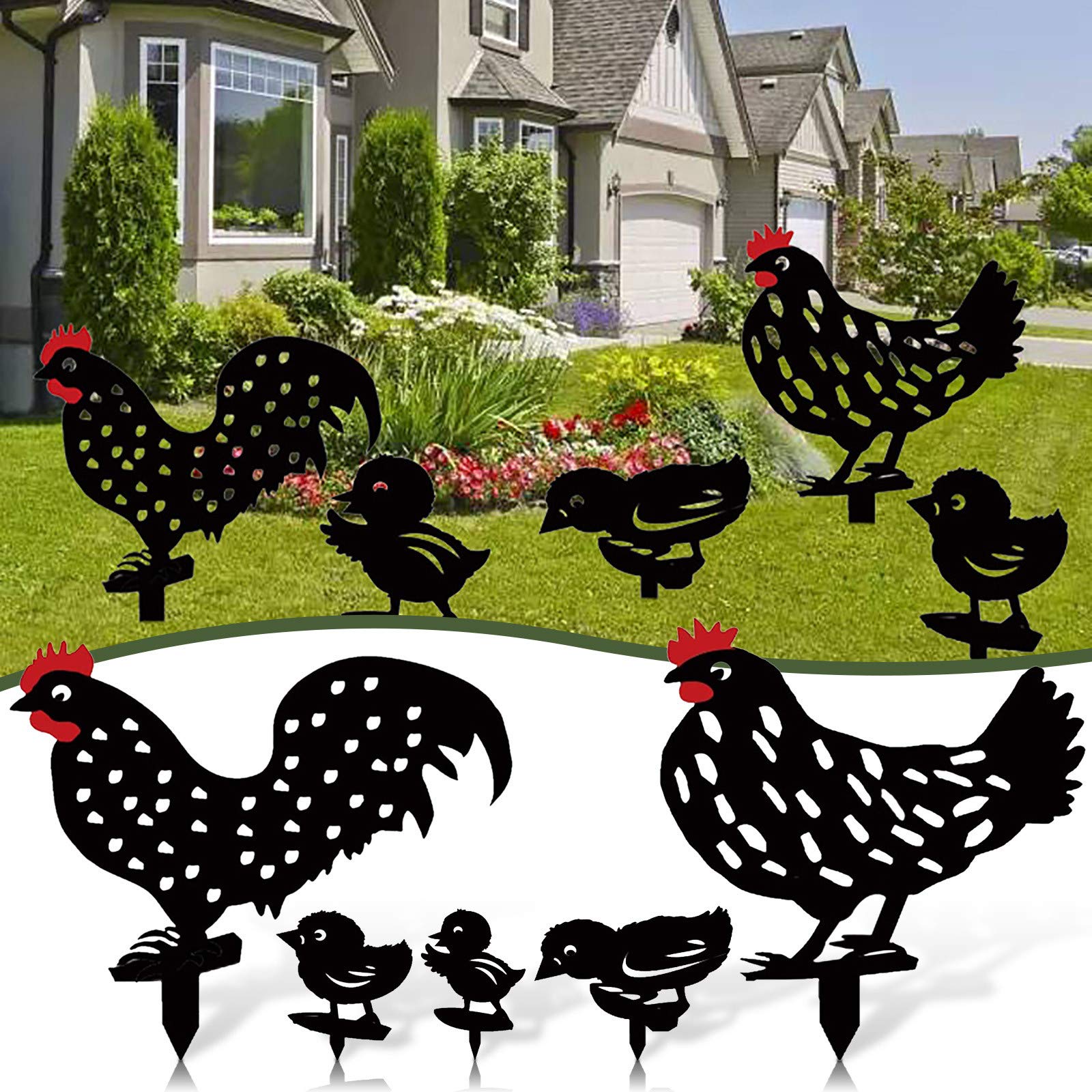 Hen Chick Garden Stakes, Decorative Acrylic Yard Decorations Decorations, Hen Chick Decorations Creative Yard Landscape Hen Chick for Outdoor Pathway Sidewalk Backyards