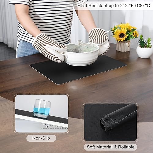 Miniatura 5 de Myir JUN Manteles individuales de doble cara, de piel sintética, juego de 4 manteles individuales para interiores para mesa de comedor al aire