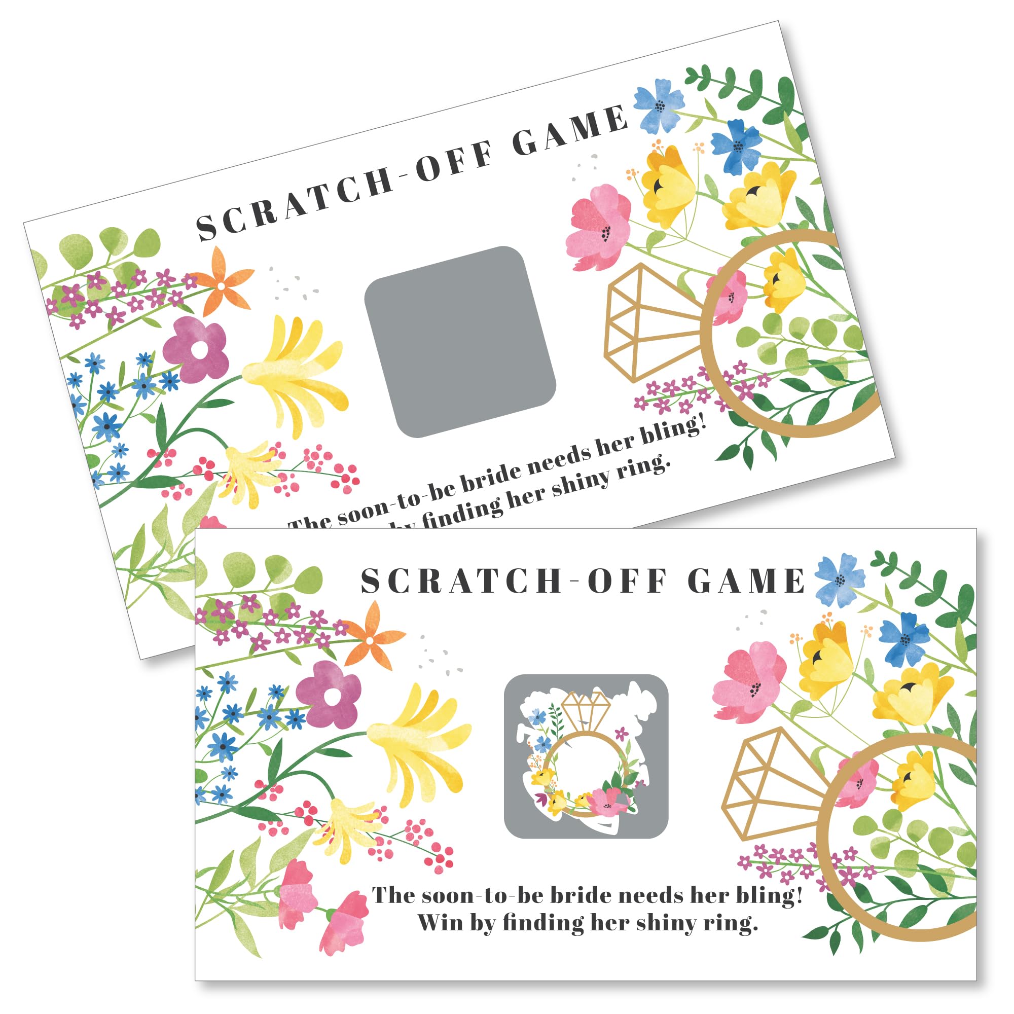Big Dot of HappinessBridal Shower Game Cards - Premium Floral Wedding Party Scratch Off Activity Set, 22 Cards with 2 Winners, Wildflower