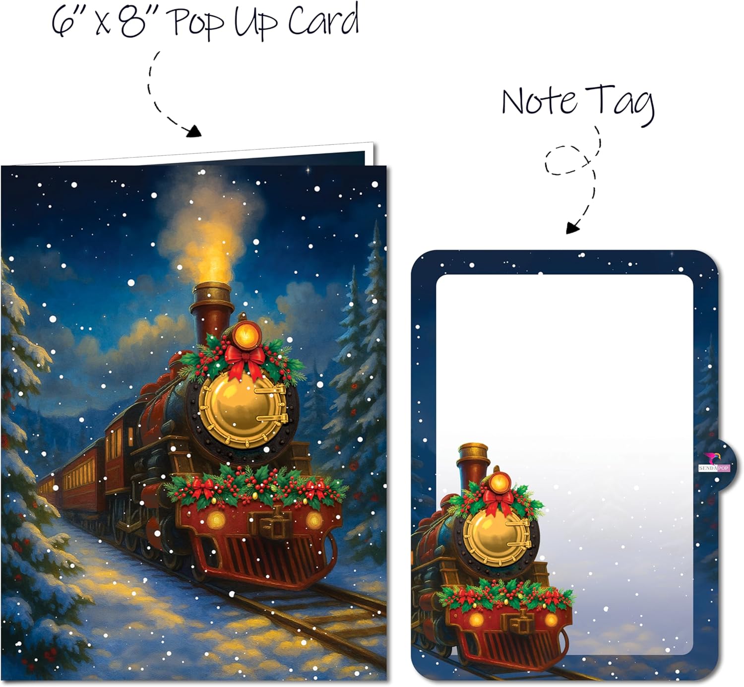 Steam Train Pop-Up Christmas Card, 3D Vintage Train Greeting Card, Classic Christmas Card with Envelope, Ideal Happy Holiday Gift for Dad, Husband, Men, Boyfriend, Adults - Image 6