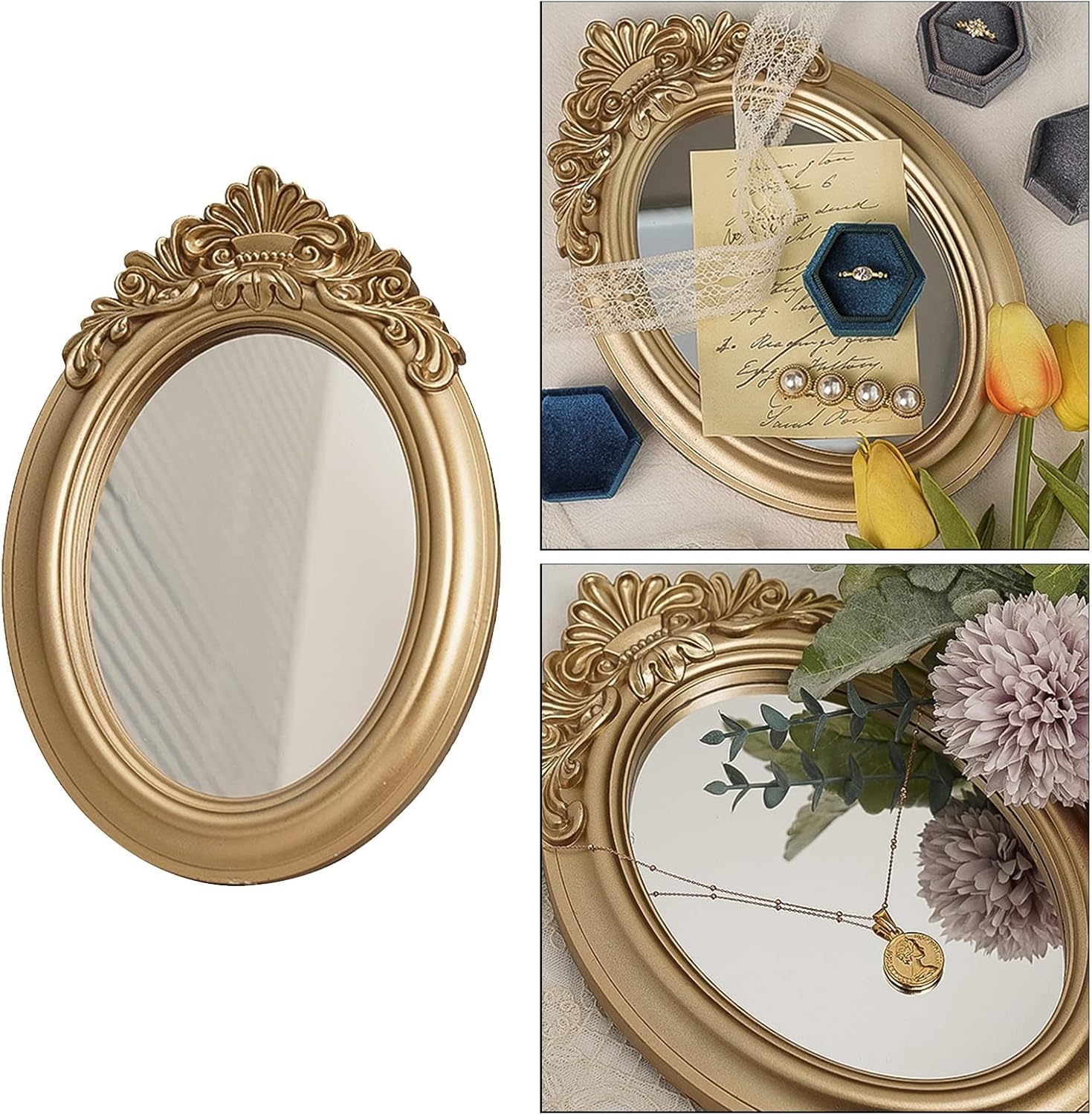 INLIMA Mirror Retor Makeup Mirror Mirrored Tray Vanity Jewelry Serving Tray for Background Vanity Tray for Bathroom Vanity Mirror Tray Decor