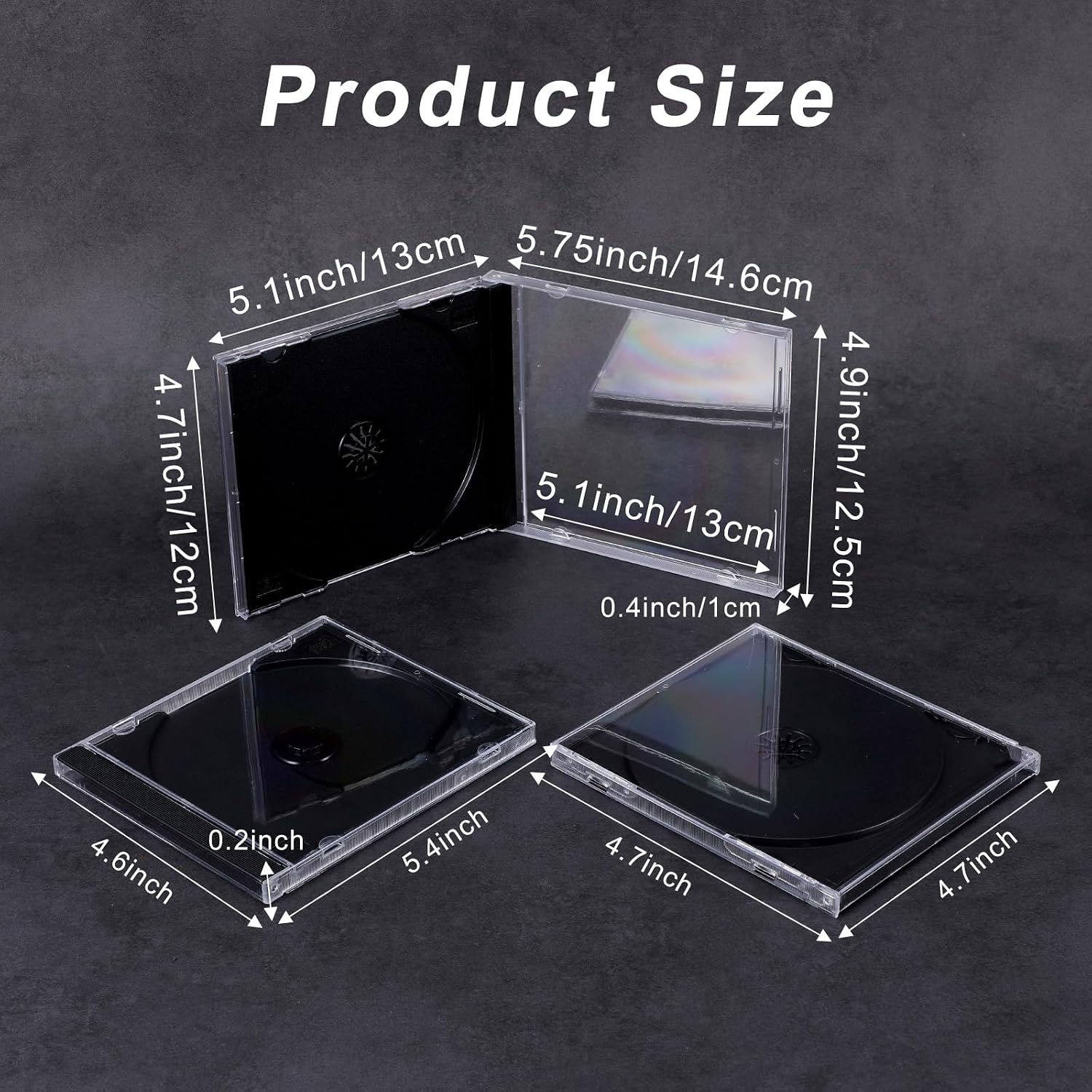 20 Pack Upgraded Standard Single Clear CD Jewel Case,CD Storage Case with Assembled Black Tray, Thickened Material