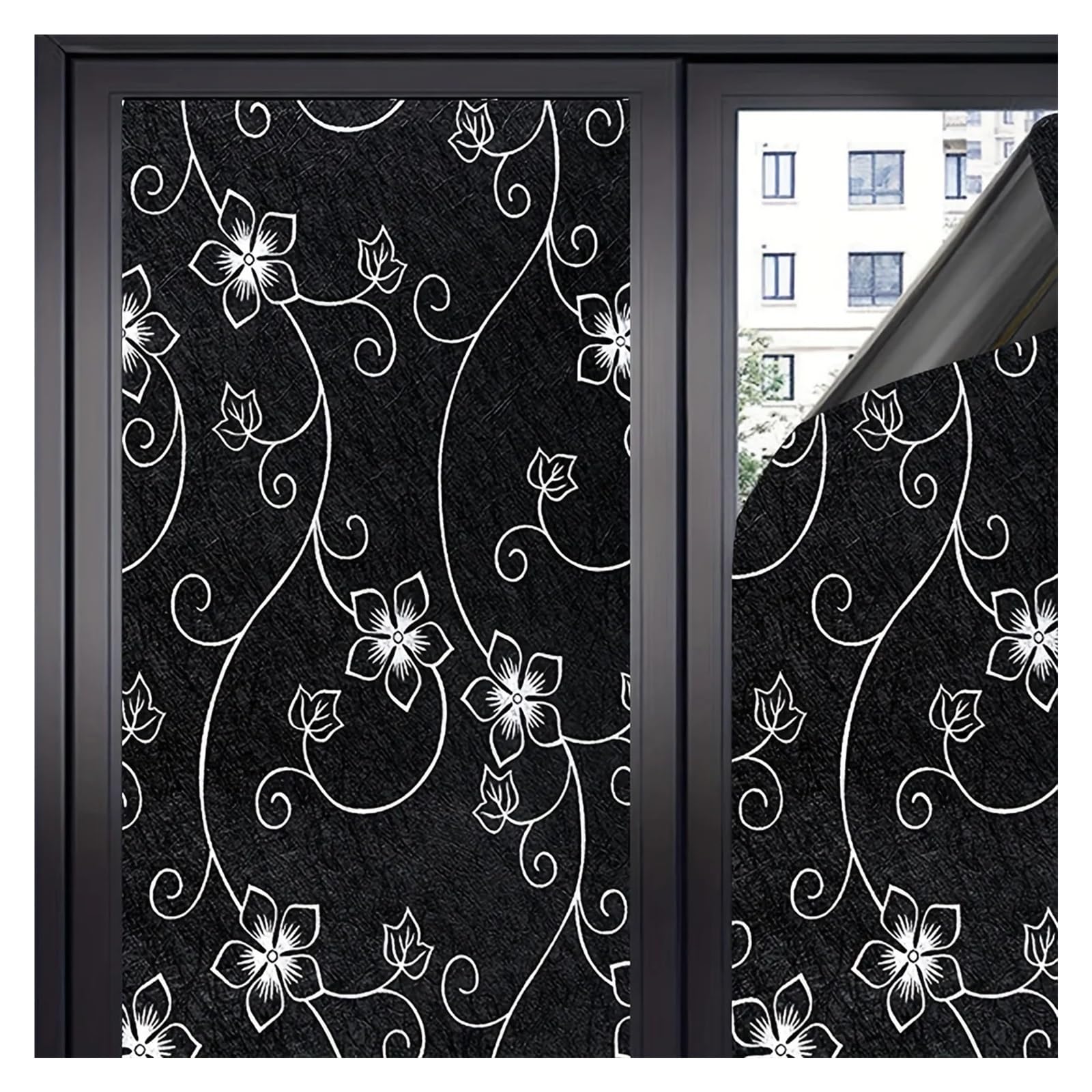 XIUsheUA blackout blinds stick on For Home Bedroom Darkening Heat Total Blackout Window Film, Light Blocking Glass Door,Room Cling(Black3)