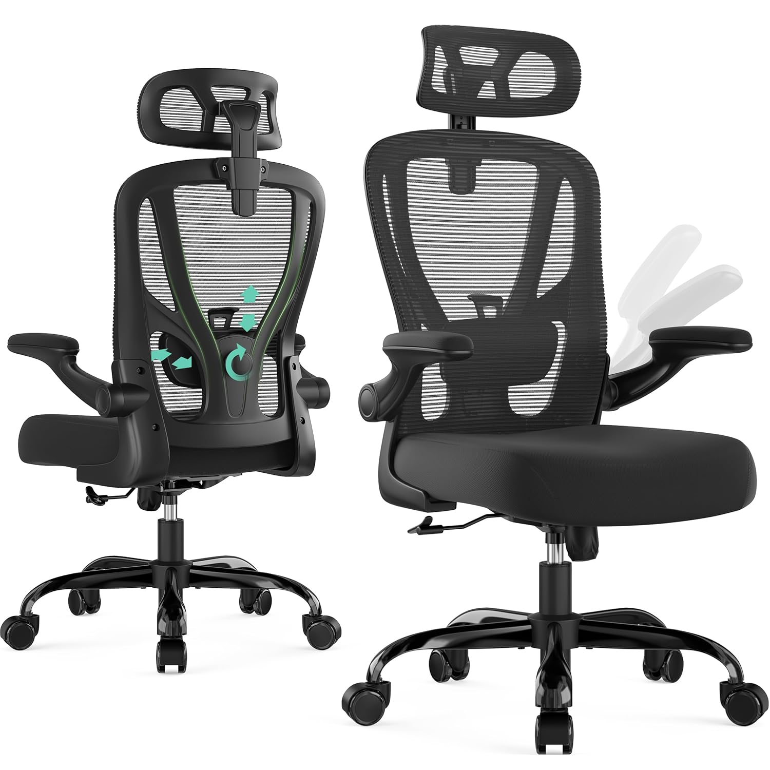 SOMEET Office Chair Ergonomic Desk Chair - Mesh High Back Office Chair with Headrests Wheels Lumbar Support Home