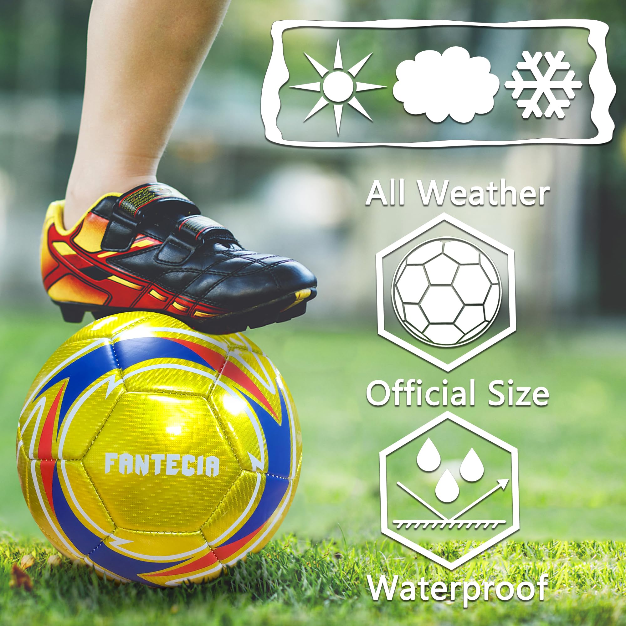 Balón de fútbol tamaño 5 para Masculino y Femenino Balón de Entrenamiento Oficial para niños y jóvenes y Adultos Balón de Partido de fútbol con Bomba