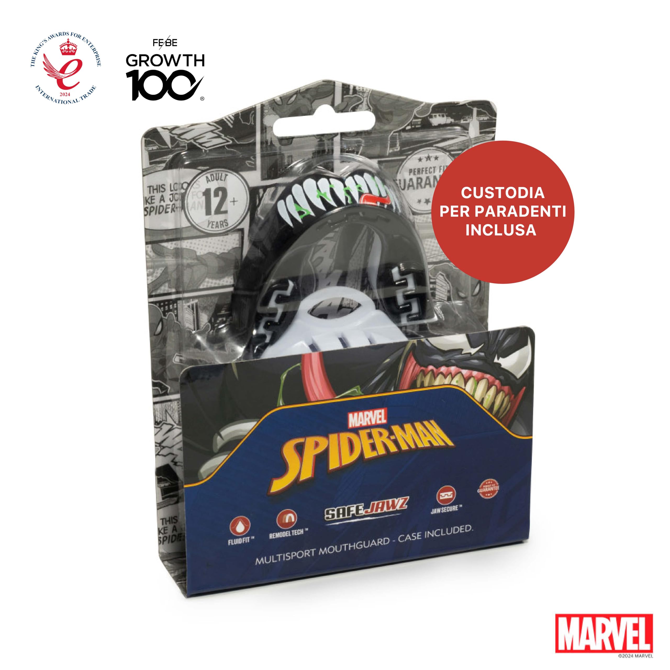 Marvel Venom Paradenti Sportivo Adulti e Bambini Contatto Completo per Tutti Gli Sport, tra Cui Rugby, MMA, Hockey, Judo Arti Marziali e Boxe