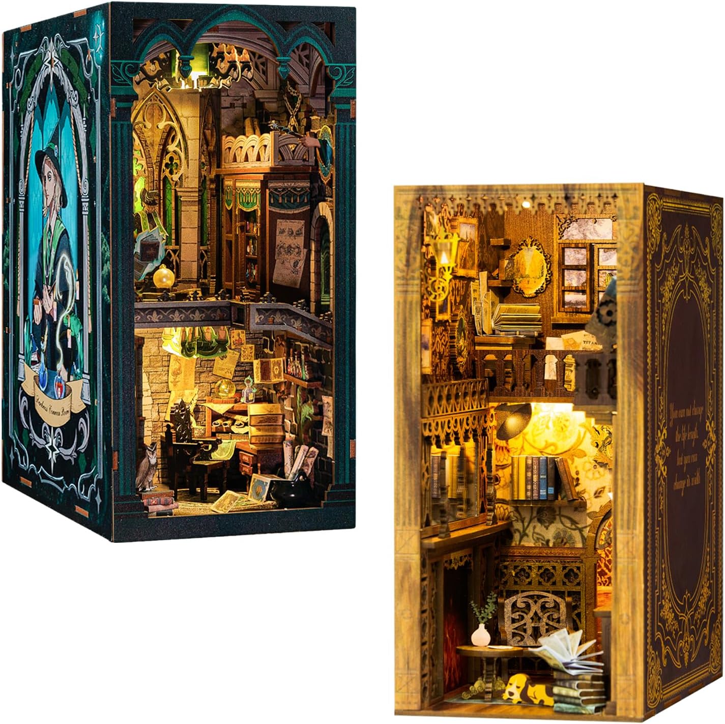 CUTEBEE Book Nook Kit - DIY Dollhouse Miniature House Kit Booknook for Adults and Teens, Tiny Magic House Bookshelf Insert Room Decor Model Build Gifts for Friends and Family